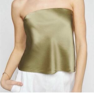 Reformation Spritz Olive Silk Top M